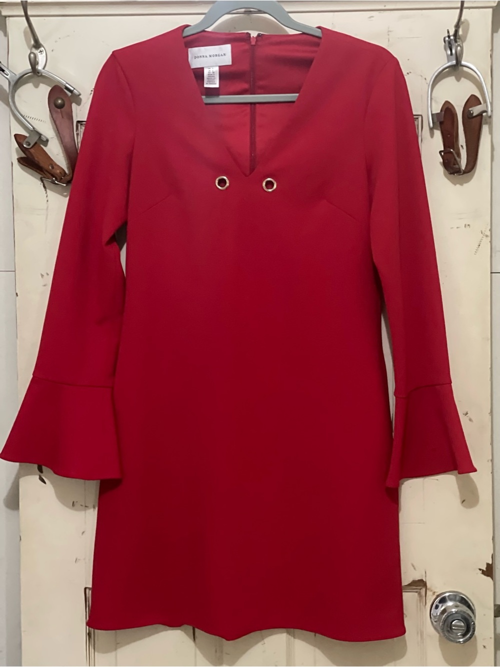 Donna Morgan Crimson Red Long-Sleeve Dress - Classy and Adorable sleeves!